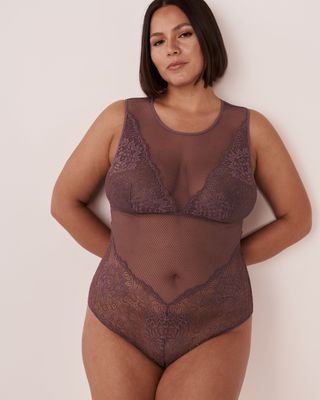 Lace and Mesh High Neck Teddy
