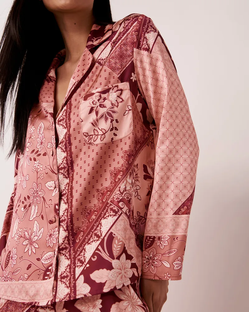 La Vie en Rose Printed Satin Button-down Shirt | Southcentre Mall