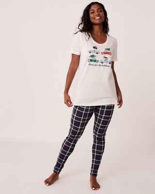 Winter Print Short Sleeves PJ Set