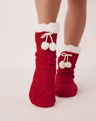 Knit and Sherpa Socks