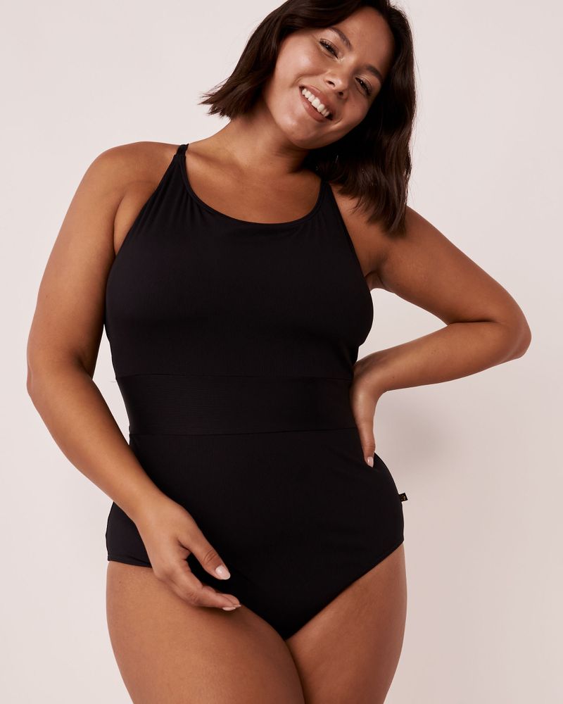 solid black swimsuit