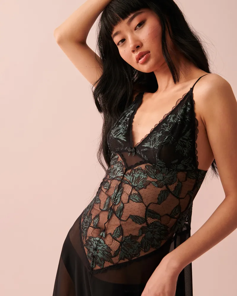 Lace and Mesh Plunge Nightie