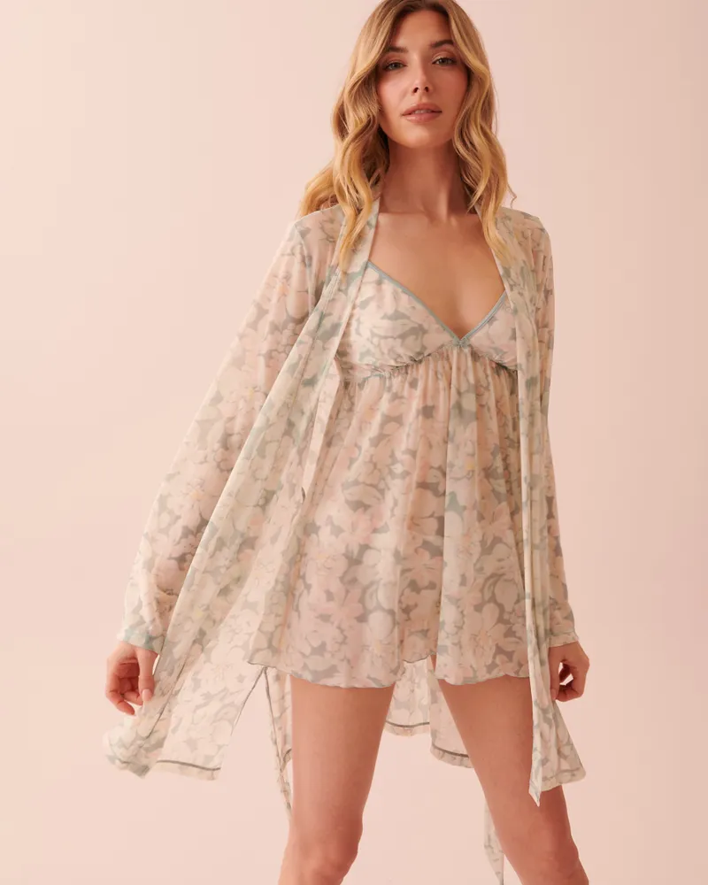 Printed Mesh Kimono