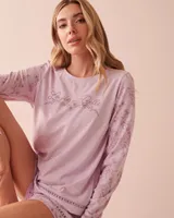 Crochet Trim Long Sleeve Shirt