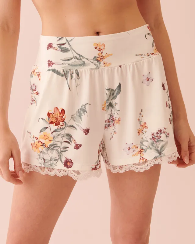 Floral High-Waisted Sleep Shorts