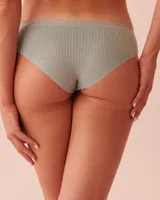 Lace Waist Ribbed Cotton Cheeky Panty