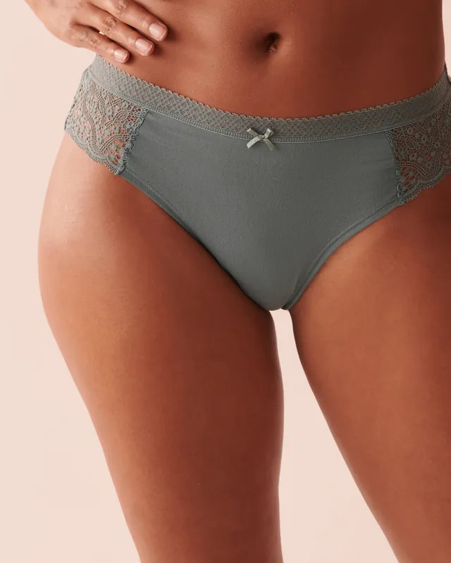 Super Soft Lace Detail Cheeky Panty - Green Deer