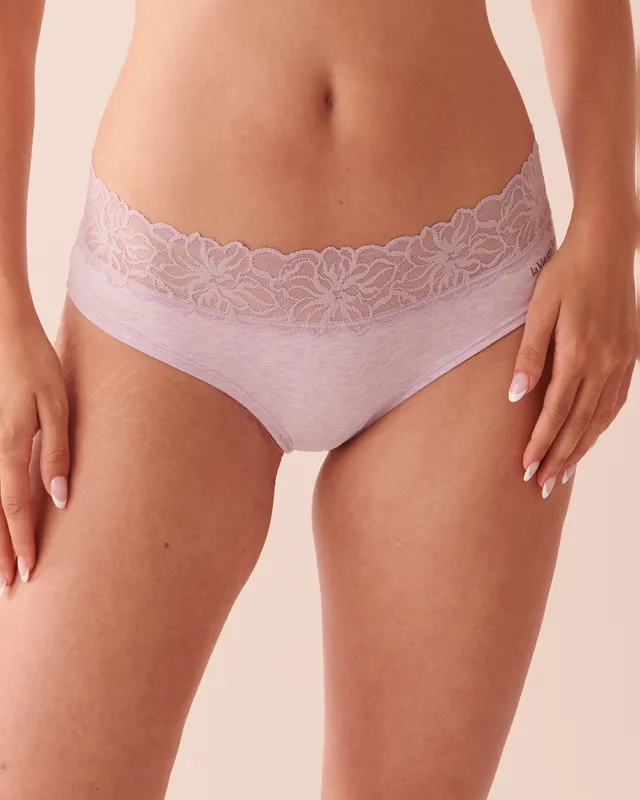 Cotton and Lace Band Cheeky Panty - Love stripe