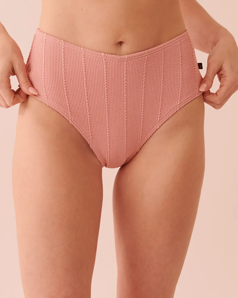 Women's Pink Textured Bikini Bottom
