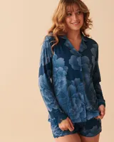 Recycled Fibers Lace Trim Button-down Shirt