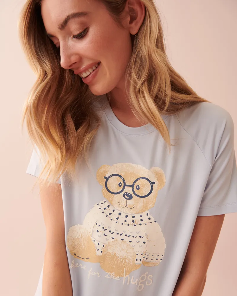 La Vie en Rose Nerdy Bear Print Super Soft T-shirt