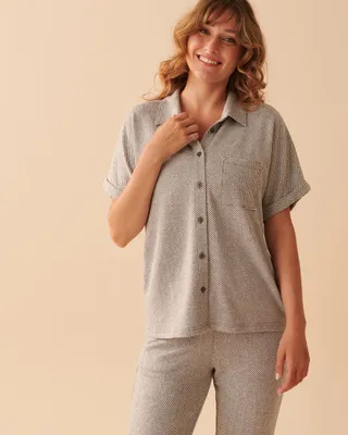 Soft Knit Button-down Short Sleeve Shirt