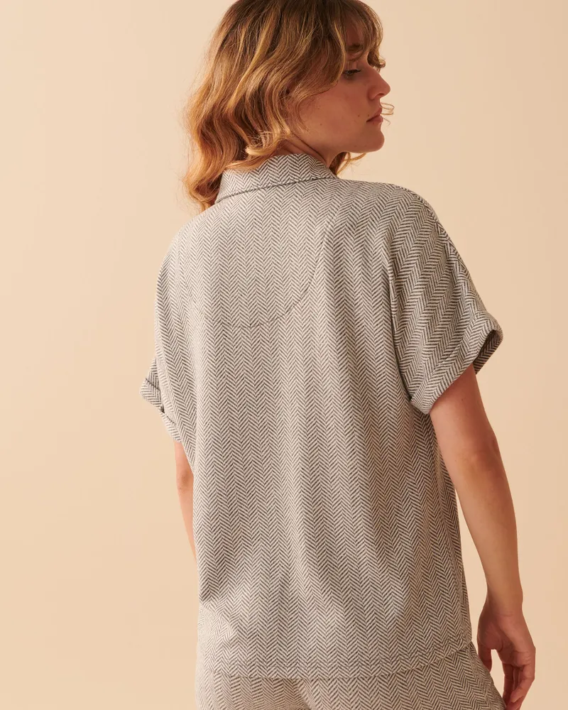 Soft Knit Button-down Short Sleeve Shirt