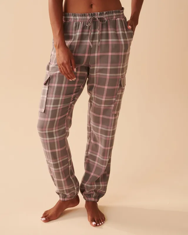 La Vie en Rose Plaid Cargo Pajama Pants