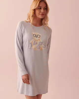 Nerdy Bear Print Super Soft Sleepshirt