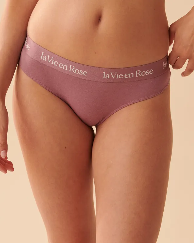 La Vie en Rose Cotton and Logo Elastic Band Thong Panty