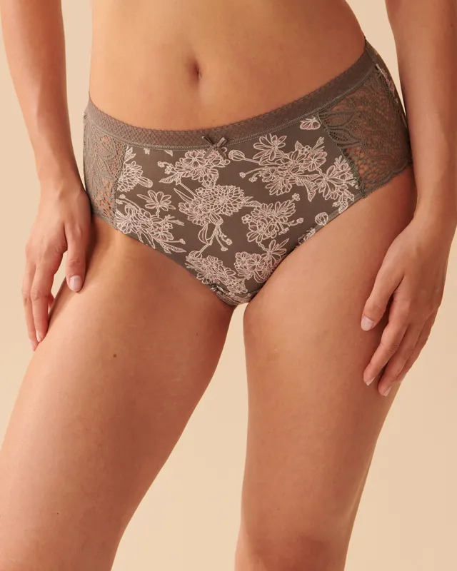 Rose Lace-Trim High-Leg Cheeky Panty