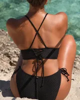 TEXTURED Long Triangle Bikini Top