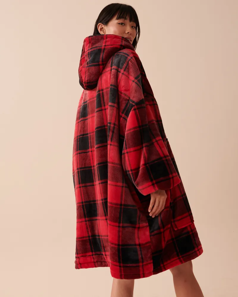 Buffalo Plaid Soft Plush Oversized Hoodie