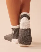 Knitted Socks with Winter Embroidery