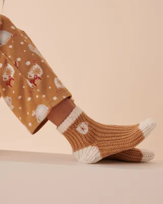 Knitted Socks with Winter Embroidery