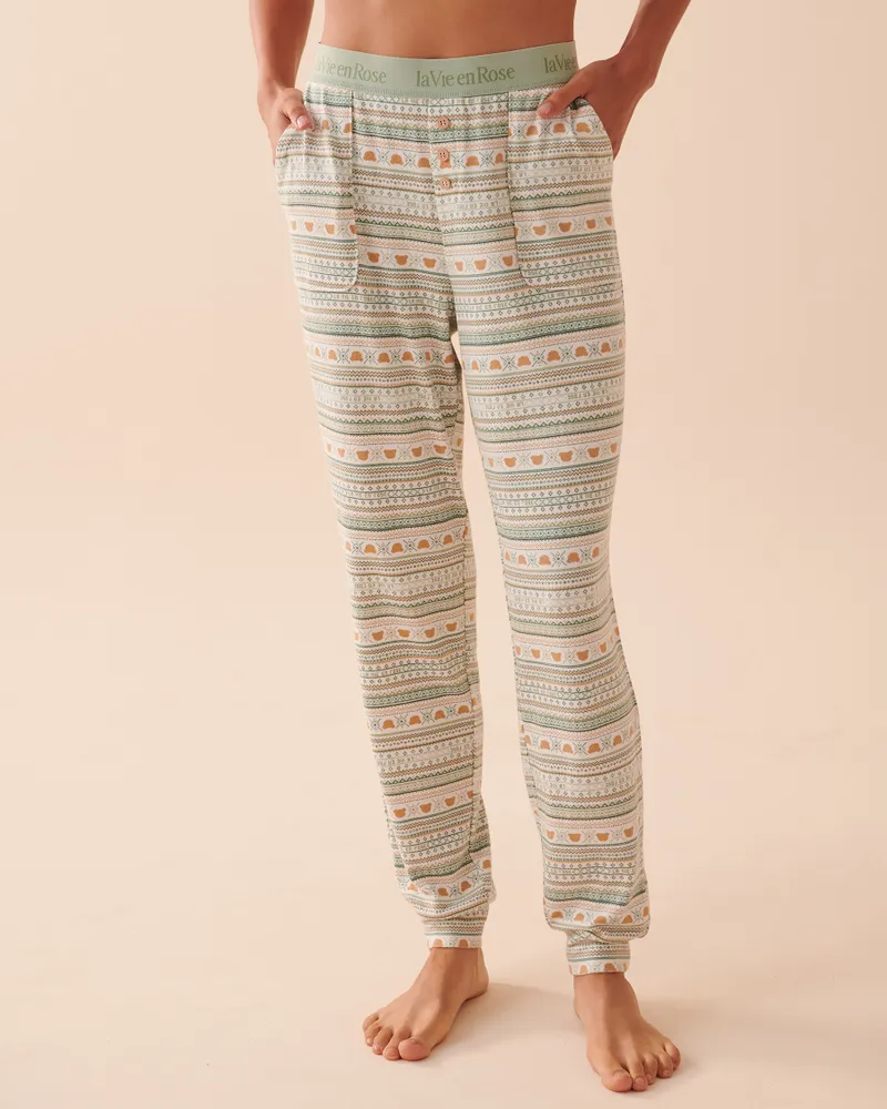 Pantalon de pyjama ajusté à imprimé nordique en fibres recyclées