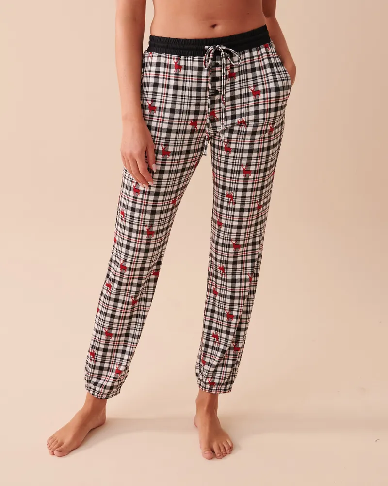 Pantalon de pyjama jogger ultra doux à motif cerf
