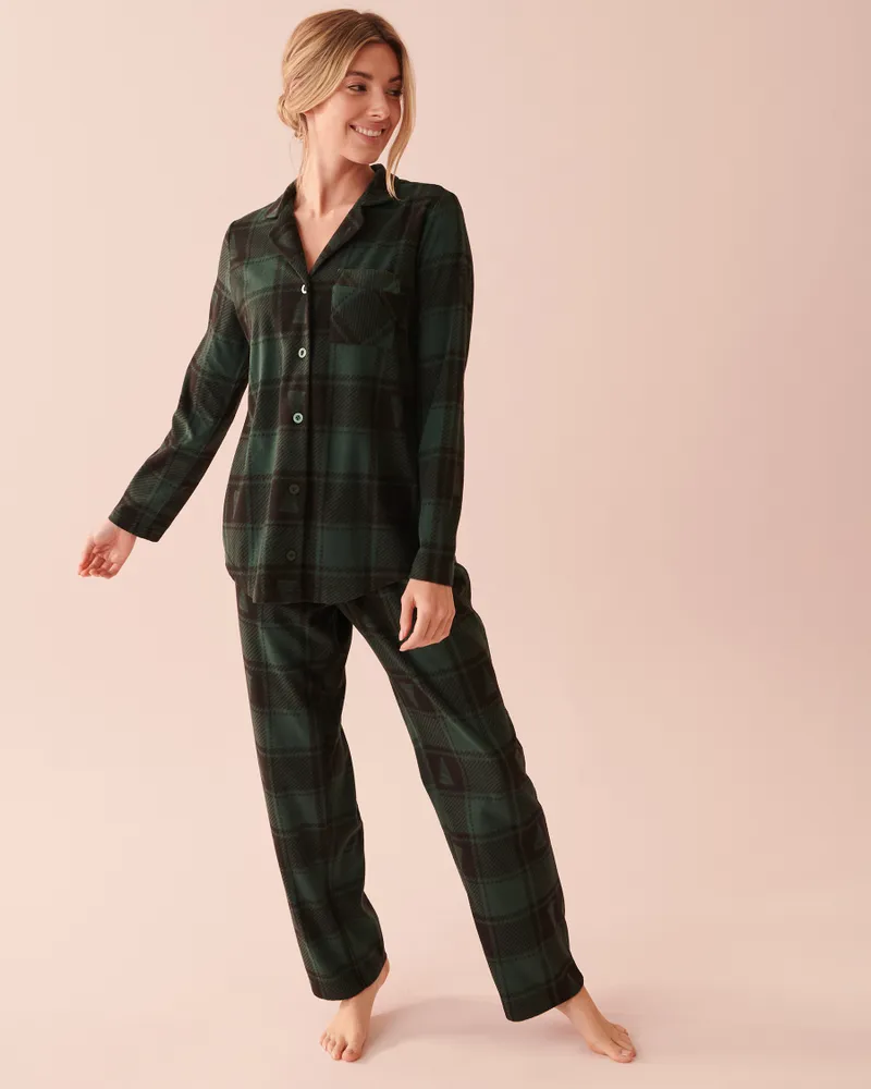 La Vie en Rose Plaid Micropolar PJ Set