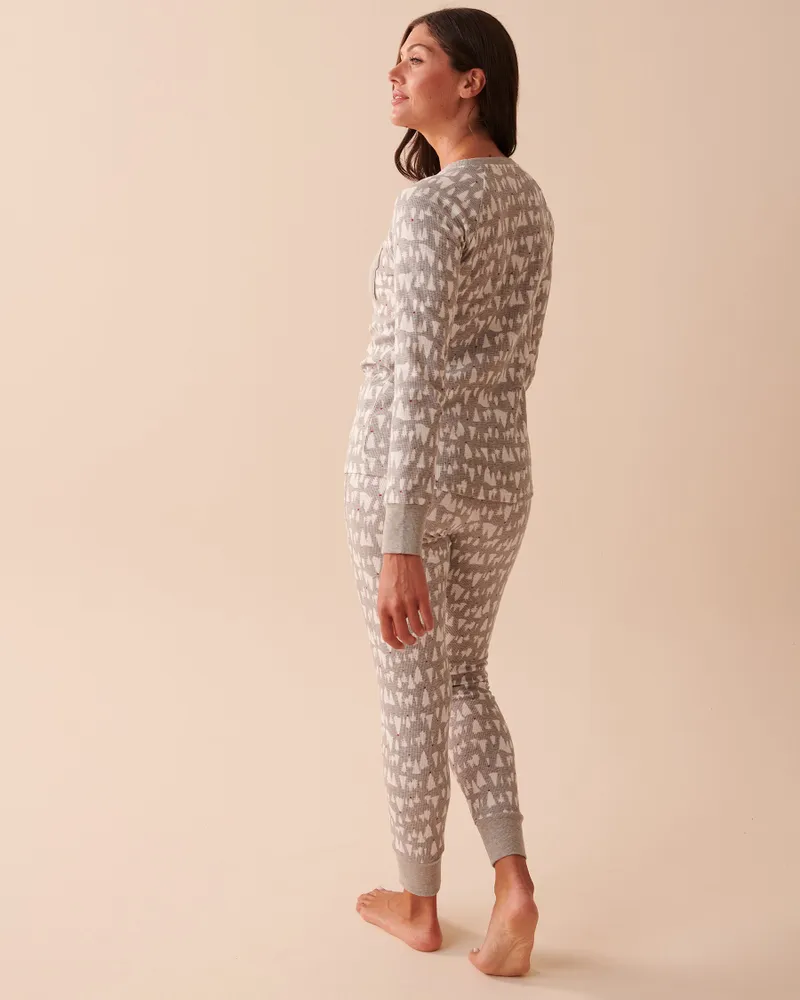 Ensemble pyjama en jersey gaufré imprimé hivernal