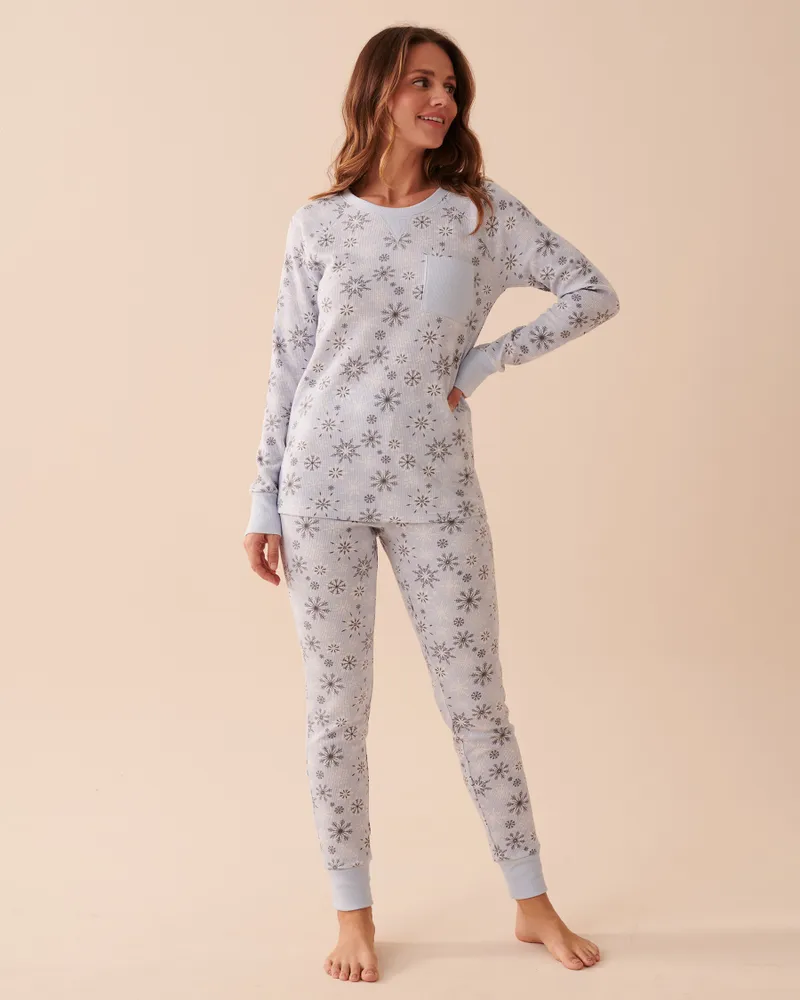 Ensemble pyjama en jersey gaufré à flocons