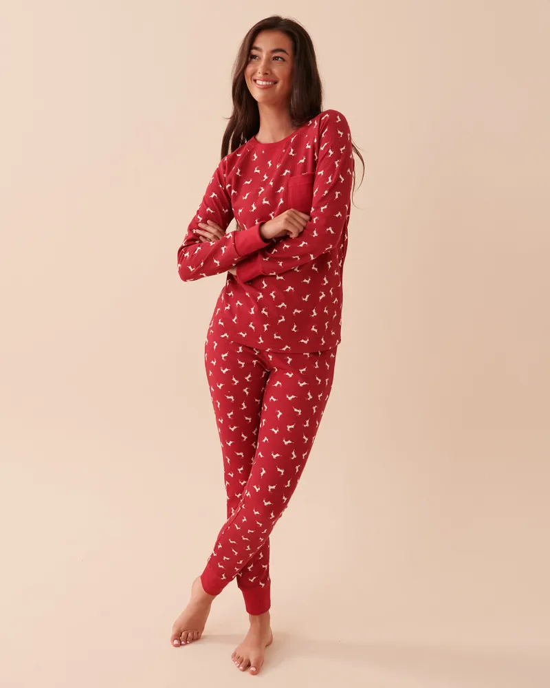 Ensemble pyjama en jersey gaufré imprimé animal