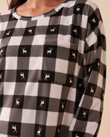 Luxury Velour Long Sleeve Sleepshirt with Pocket
