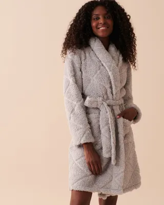 Soft Plush Quilted Effect Robe