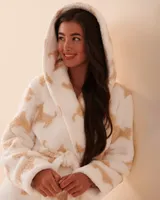 Scottie Print Sherpa Robe