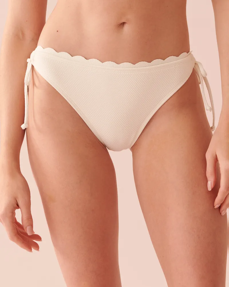 POPCORN TEXTURED Side Tie Brazilian Bikini Bottom