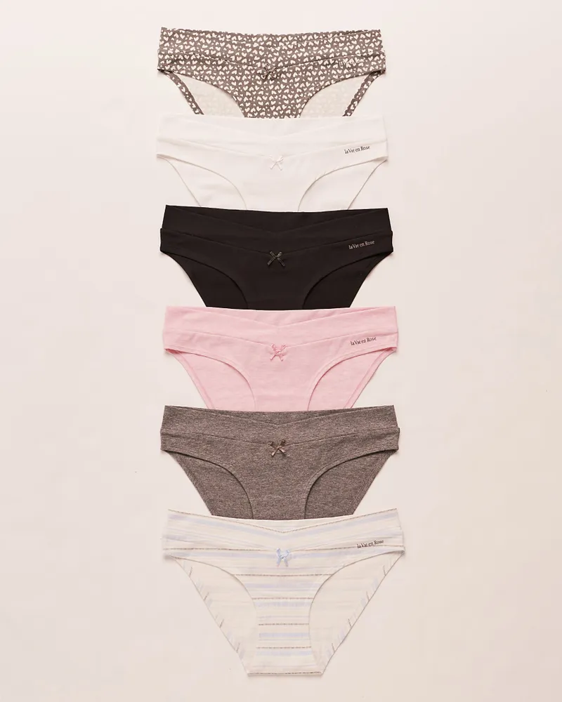Buy La Vie En Rose Cotton and Logo Elastic Band Thong Panty Online