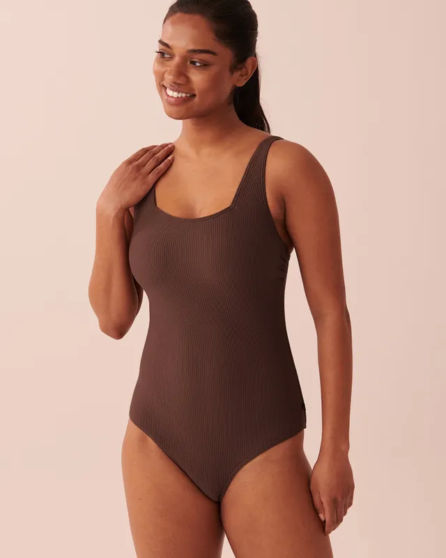 SOLID Textured Racerback One-piece Swimsuit