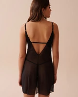 Mesh and Lace Plunge Nightie