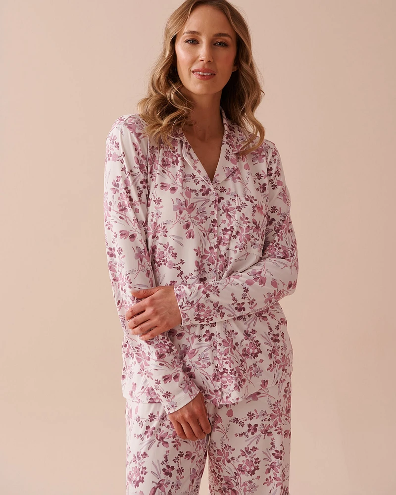 Purple Flowers Super Soft Button-down Shirt