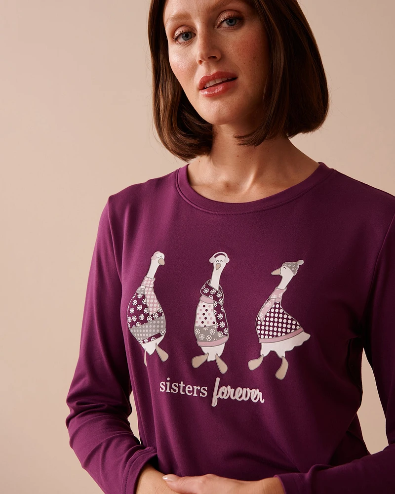 Goose Print Cozy Long Sleeve Shirt