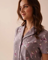 Goose Print Cozy Button-down Shirt