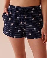 Cat Print Cotton Pajama Shorts