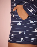 Cat Print Cotton Pajama Shorts