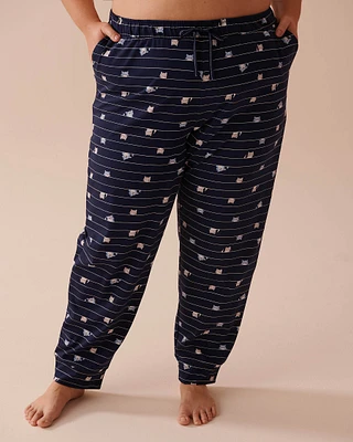 Cat Print Cotton Jogger Pajama Pants