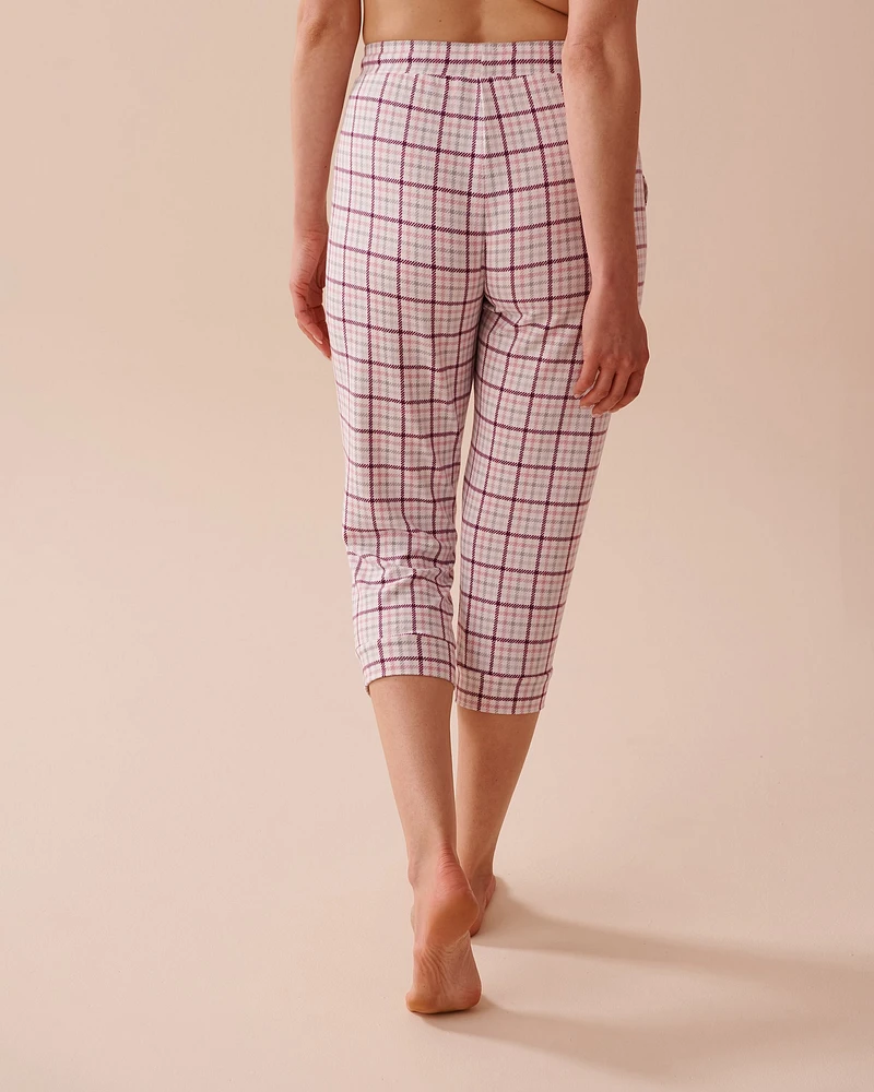 Purple Plaid Recycled Fibers Fitted Capris