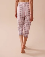 Purple Plaid Recycled Fibers Fitted Capris