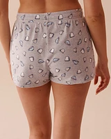 Coffee Cup Print Recycled Fibers Pajama Shorts