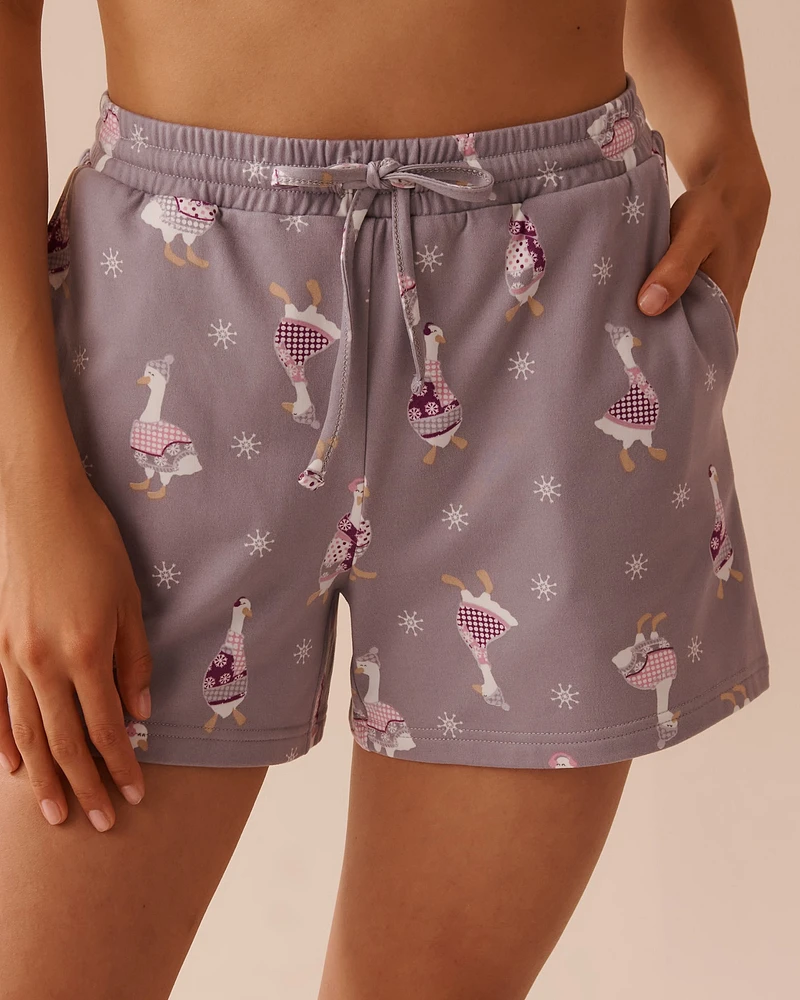 Goose Print Cozy Shorts