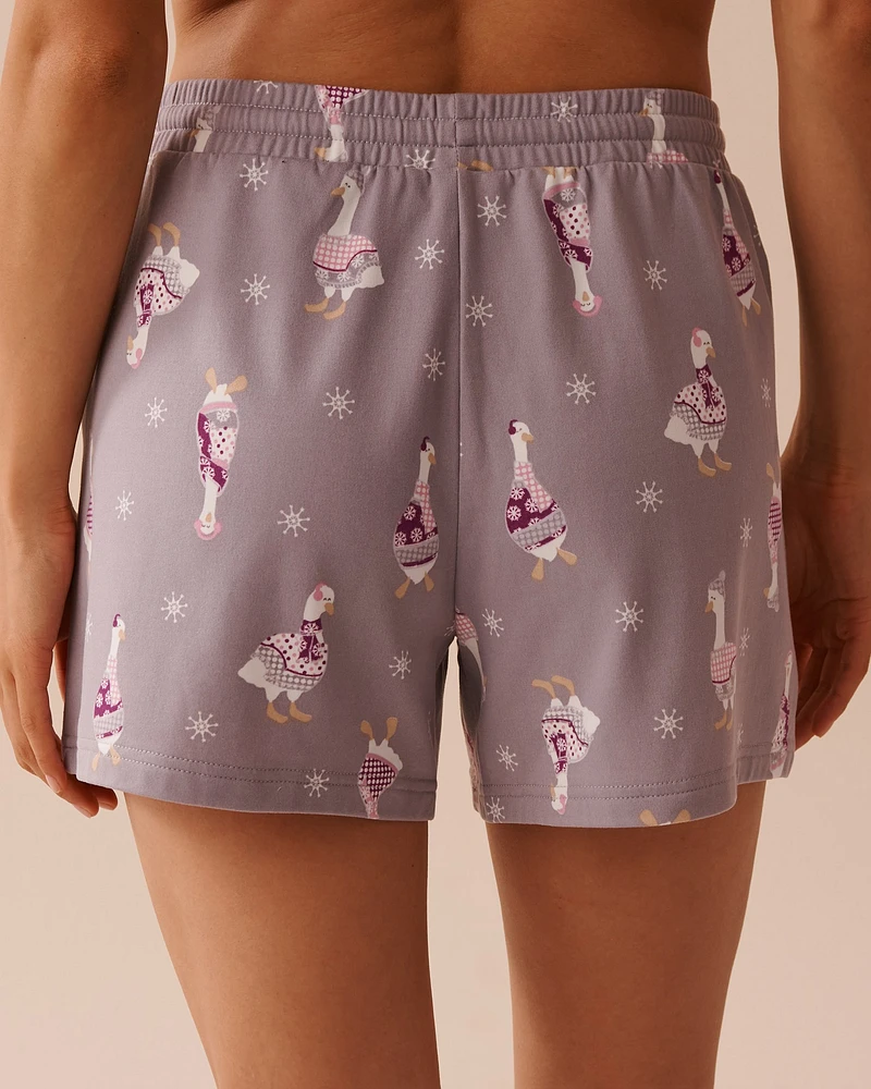 Goose Print Cozy Shorts