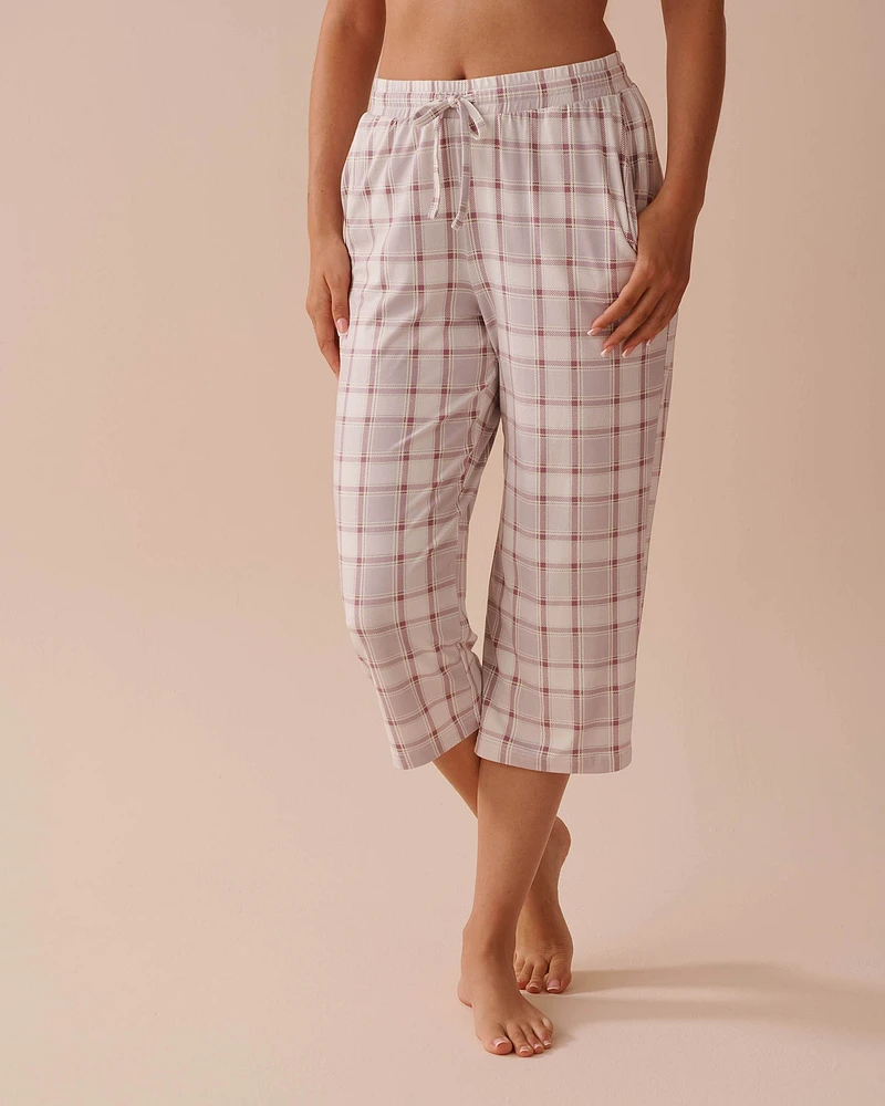 Grey Plaid Super Soft Capris